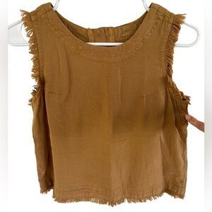 Altar'd State Women's Soft Back Button Blouse Pecan Brown Frayed Hem Size‎ XS